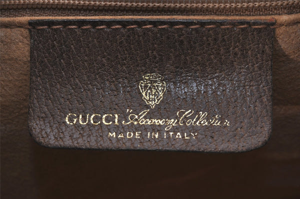 Authentic GUCCI Web Sherry Line Hand Boston Bag GG PVC Leather Brown Junk 7593J