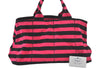 Authentic PRADA Canapa Righe L Canvas Tote Hand Bag B1872B Pink Black 7593K