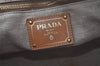 Authentic PRADA Canapa Righe L Canvas Tote Hand Bag B1872B Pink Black 7593K