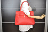 Authentic Salvatore Ferragamo Gancini Leather Shoulder Hand Bag Red 7594I