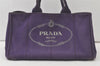 Authentic PRADA CANAPA L Vintage Tote Hand Bag Canvas BN1872 Purple 7594K