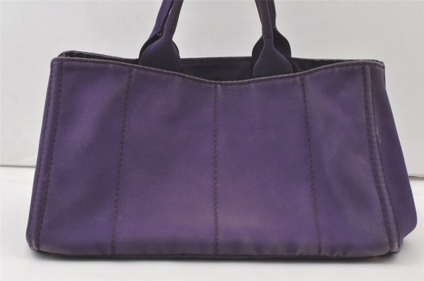 Authentic PRADA CANAPA L Vintage Tote Hand Bag Canvas BN1872 Purple 7594K