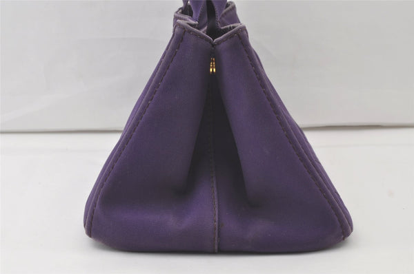 Authentic PRADA CANAPA L Vintage Tote Hand Bag Canvas BN1872 Purple 7594K