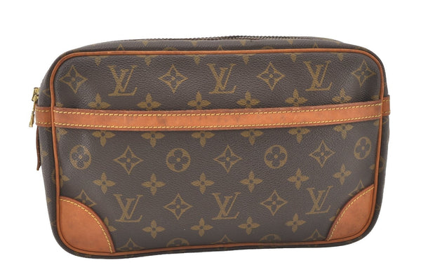 Authentic Louis Vuitton Monogram Compiegne 28 Clutch Hand Bag M51845 LV 7595J