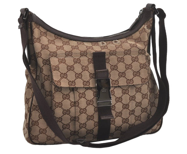 Authentic GUCCI Shoulder Cross Body Bag GG Canvas Leather 131211 Brown 7596I