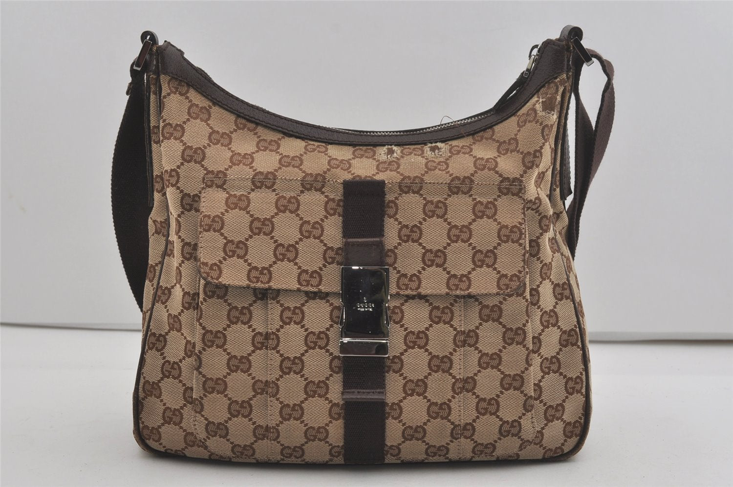 Authentic GUCCI Shoulder Cross Body Bag GG Canvas Leather 131211 Brown 7596I