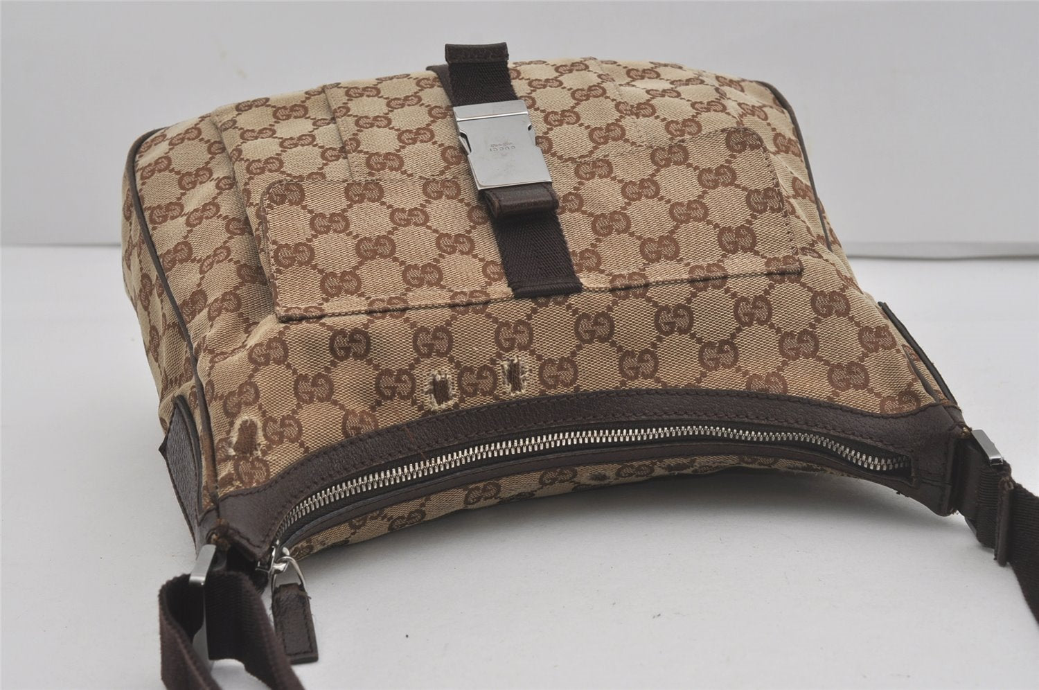 Authentic GUCCI Shoulder Cross Body Bag GG Canvas Leather 131211 Brown 7596I
