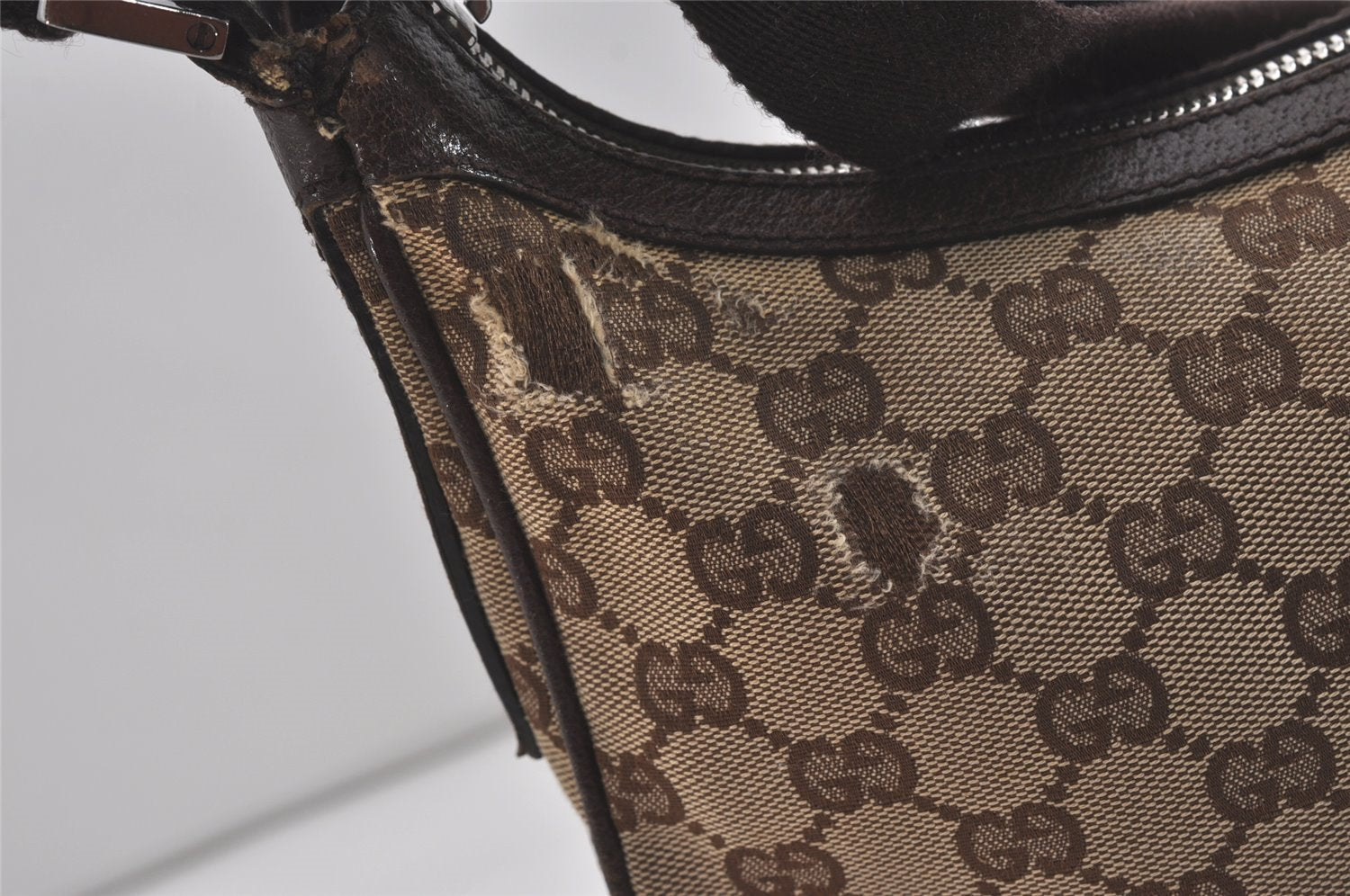 Authentic GUCCI Shoulder Cross Body Bag GG Canvas Leather 131211 Brown 7596I