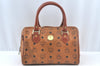 Authentic MCM Vintage Visetos Leather 2Way Shoulder Hand Bag Purse Brown 7597J