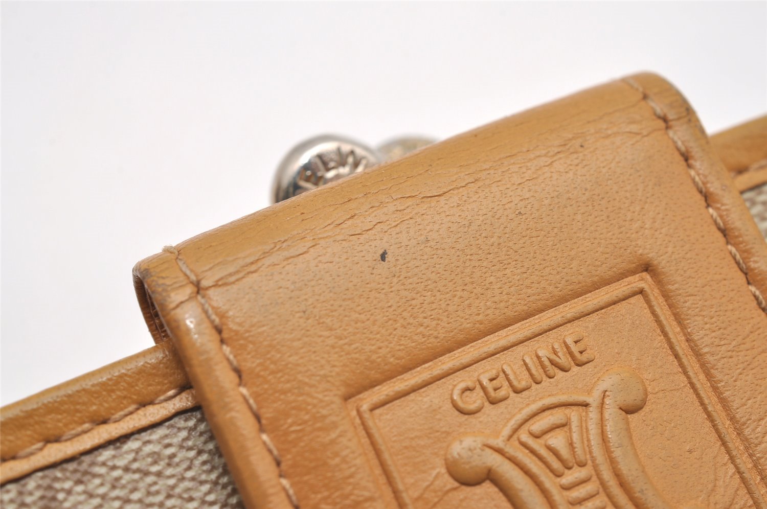 Authentic CELINE Macadam Blason Pattern Long Wallet PVC Leather Beige 7600I