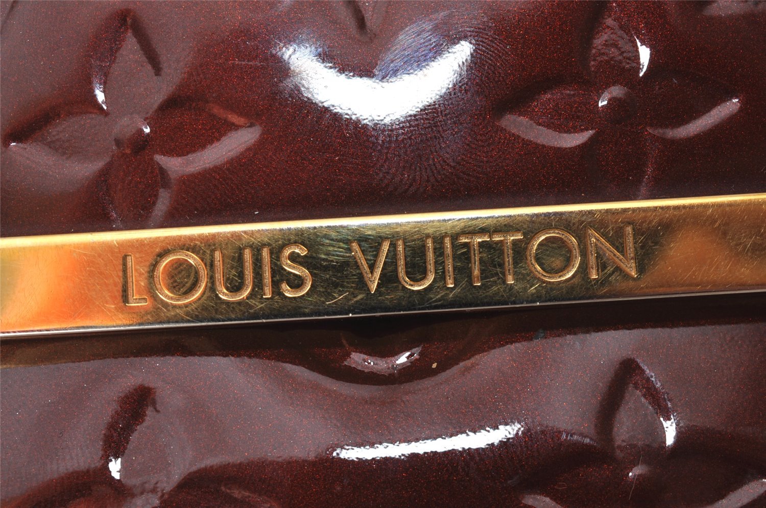 Auth Louis Vuitton Vernis Portefeuille Rossmore Wallet Wine Red M91592 LV 7601I