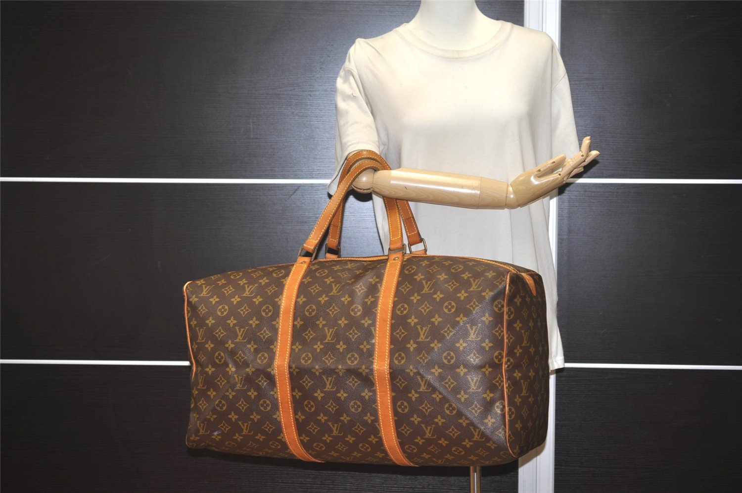 Authentic Louis Vuitton Monogram Sac Souple55 Hand Boston Bag Old Model LV 7601J