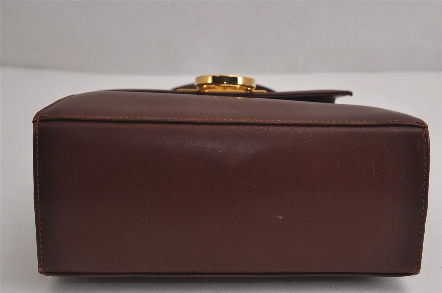 Authentic Salvatore Ferragamo Gancini Leather 2Way Shoulder Hand Bag Brown 7602J