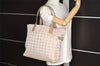 Authentic CHANEL New Travel Line Shoulder Tote Bag Nylon Leather Beige 7604I