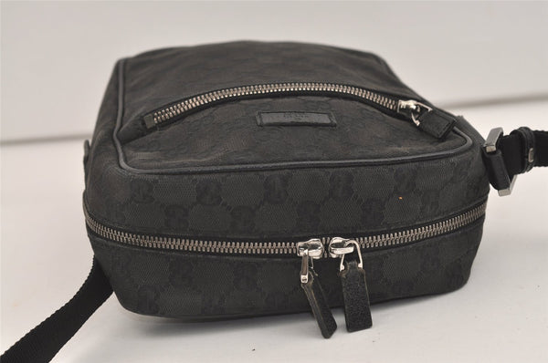 Authentic GUCCI Shoulder Cross Body Bag GG Canvas Leather 03136 Black 7605J