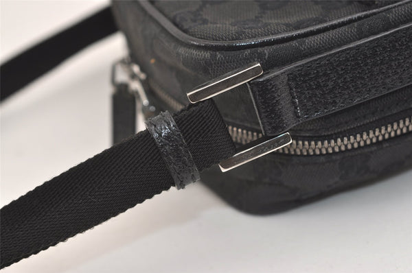 Authentic GUCCI Shoulder Cross Body Bag GG Canvas Leather 03136 Black 7605J