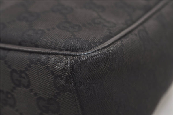 Authentic GUCCI Shoulder Cross Body Bag GG Canvas Leather 03136 Black 7605J