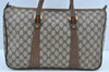 Authentic GUCCI Web Sherry Line 2Way Tote Hand Bag GG PVC Leather Brown 7606H