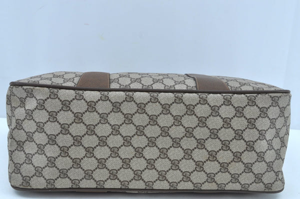 Authentic GUCCI Web Sherry Line 2Way Tote Hand Bag GG PVC Leather Brown 7606H