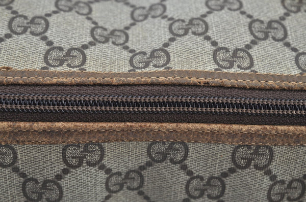 Authentic GUCCI Web Sherry Line 2Way Tote Hand Bag GG PVC Leather Brown 7606H