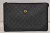 Authentic GUCCI Vintage Clutch Hand Bag Purse GG PVC Leather Black 7606J