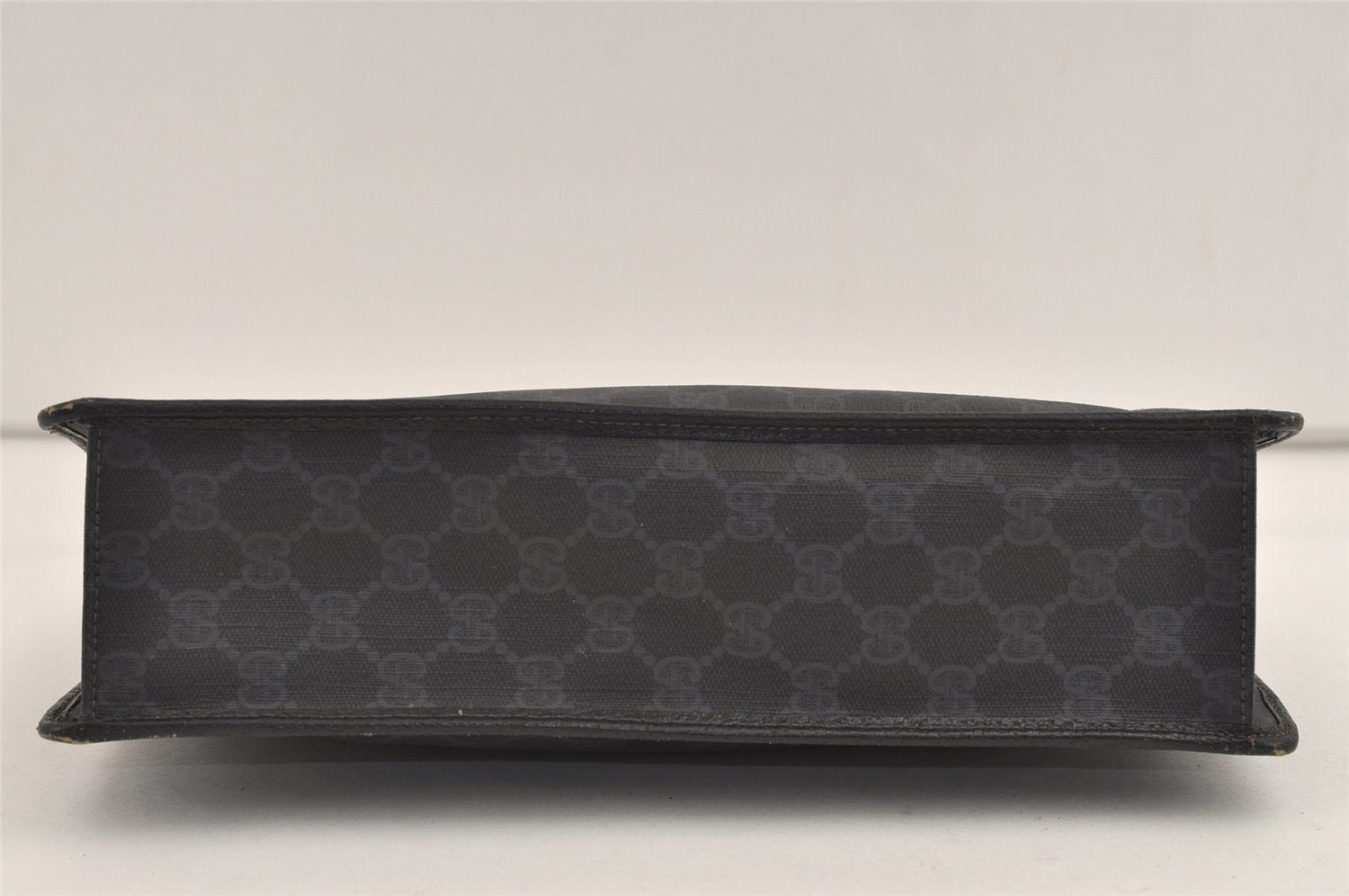 Authentic GUCCI Vintage Clutch Hand Bag Purse GG PVC Leather Black 7606J