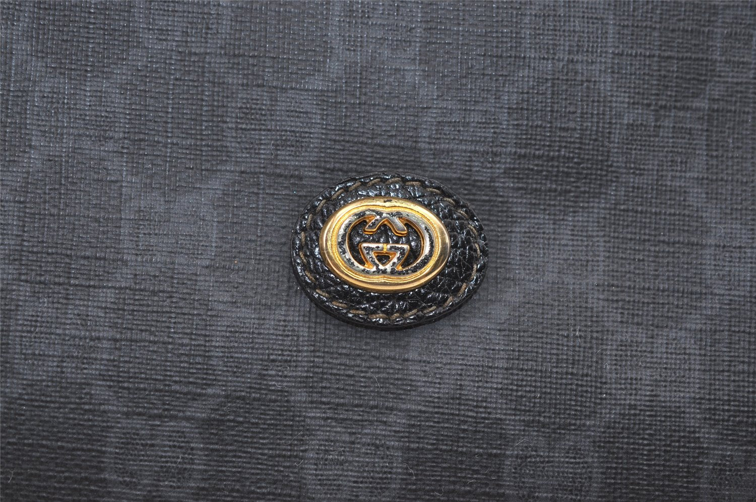 Authentic GUCCI Vintage Clutch Hand Bag Purse GG PVC Leather Black 7606J