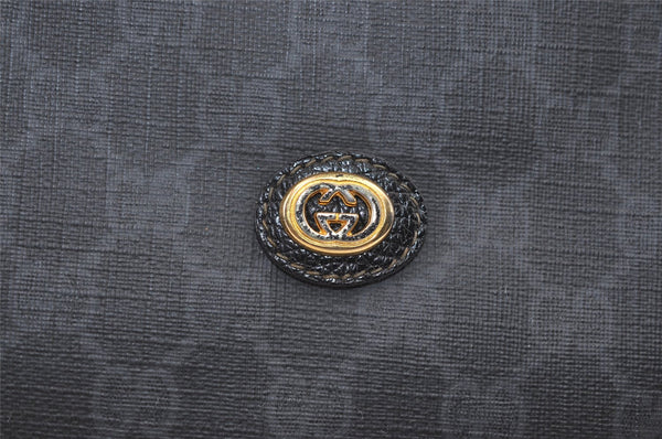 Authentic GUCCI Vintage Clutch Hand Bag Purse GG PVC Leather Black 7606J