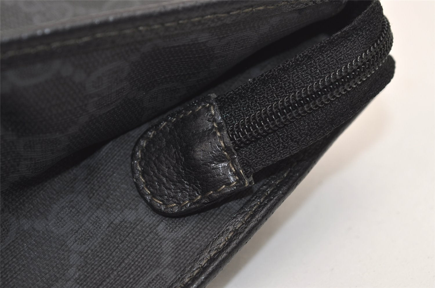 Authentic GUCCI Vintage Clutch Hand Bag Purse GG PVC Leather Black 7606J