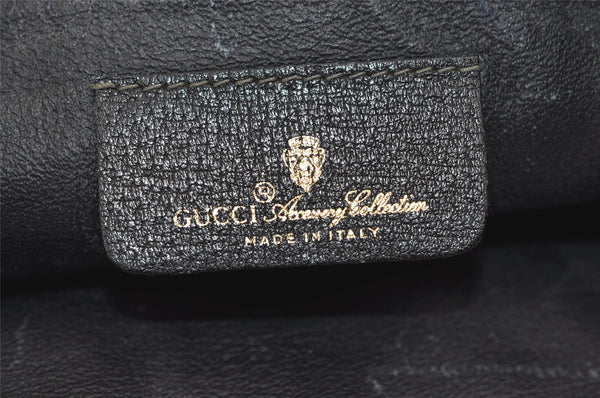 Authentic GUCCI Vintage Clutch Hand Bag Purse GG PVC Leather Black 7606J