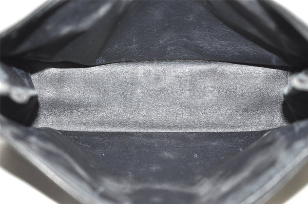 Authentic GUCCI Vintage Clutch Hand Bag Purse GG PVC Leather Black 7606J