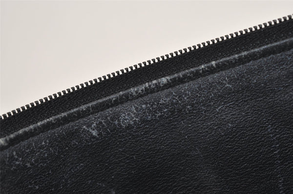 Authentic GUCCI Vintage Clutch Hand Bag Purse GG PVC Leather Black 7606J