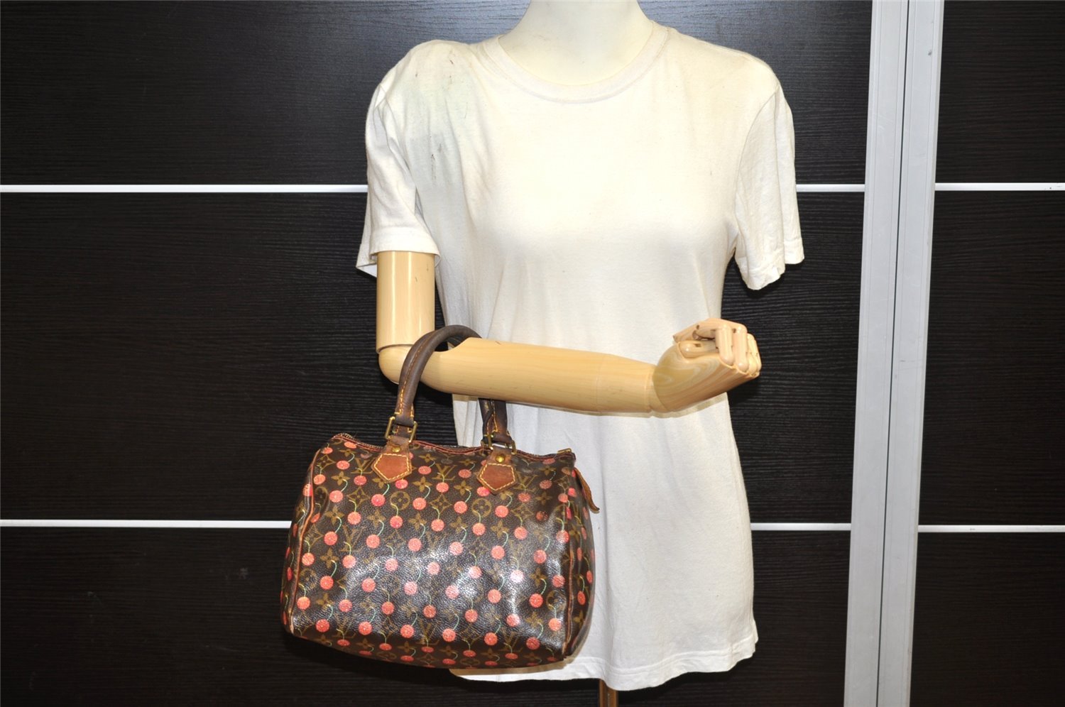 Authentic Louis Vuitton Monogram Cherry Speedy 25 Hand Bag M95009 Junk 7608K