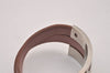 Authentic HERMES Puspus W H Logo Leather Bangle Pink Silver Box 7609I