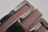 Authentic HERMES Puspus W H Logo Leather Bangle Pink Silver Box 7609I