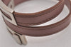 Authentic HERMES Puspus W H Logo Leather Bangle Pink Silver Box 7609I