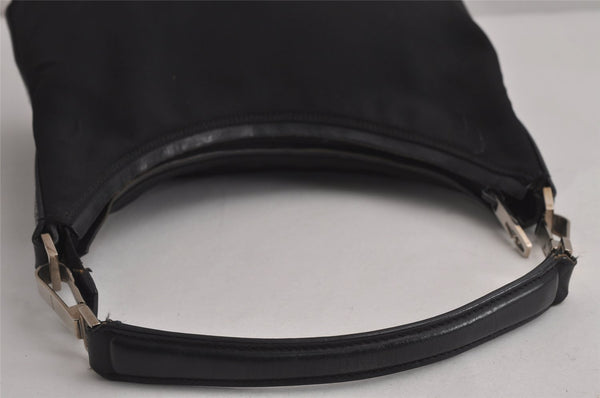 Authentic GUCCI Vintage Shoulder Hand Bag Purse Nylon Leather Black 7609J