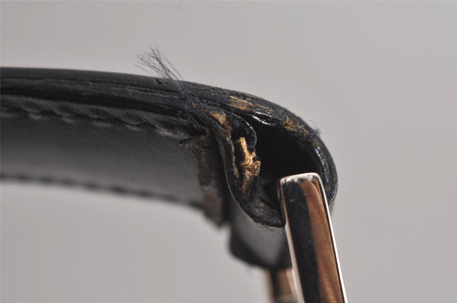 Authentic GUCCI Vintage Shoulder Hand Bag Purse Nylon Leather Black 7609J