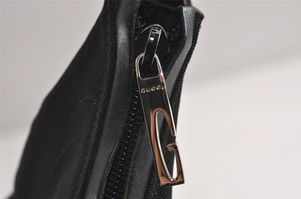 Authentic GUCCI Vintage Shoulder Hand Bag Purse Nylon Leather Black 7609J