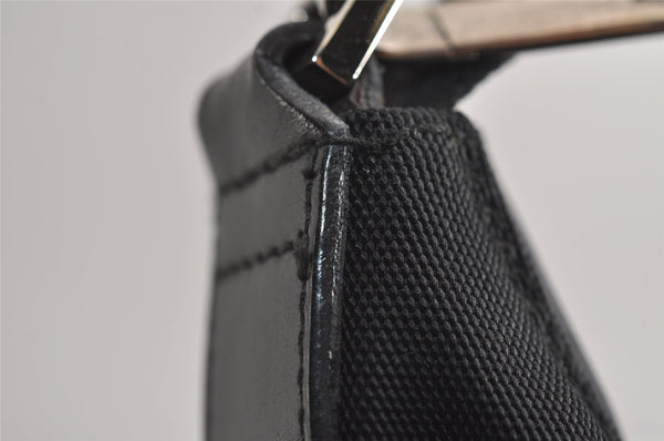 Authentic GUCCI Vintage Shoulder Hand Bag Purse Nylon Leather Black 7609J