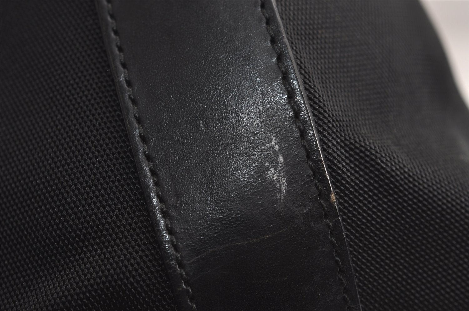 Authentic GUCCI Vintage Shoulder Hand Bag Purse Nylon Leather Black 7609J