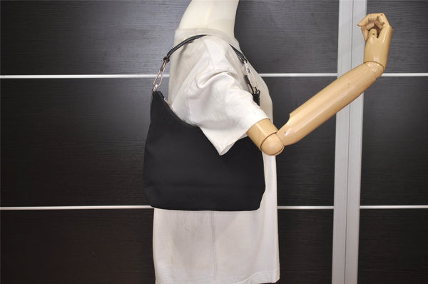 Authentic GUCCI Vintage Shoulder Hand Bag Purse Nylon Leather Black 7609J