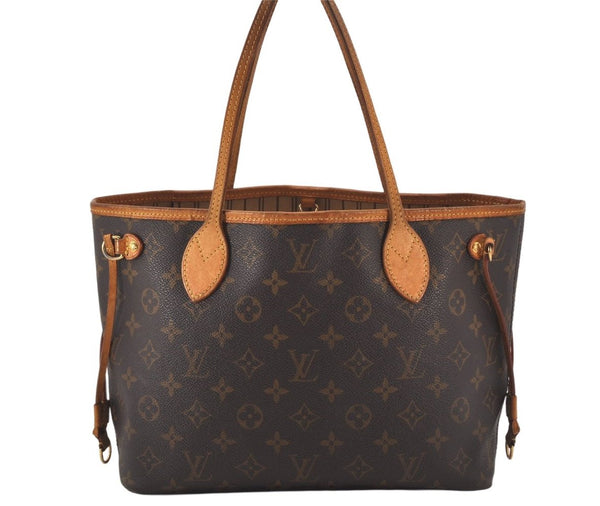 Authentic Louis Vuitton Monogram Neverfull PM Shoulder Tote Bag M40155 LV 7609K