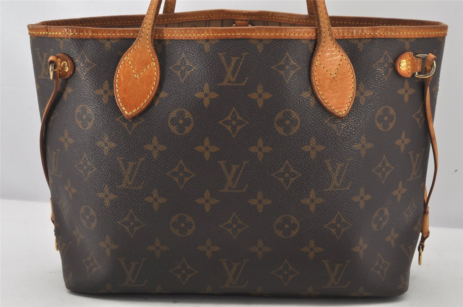 Authentic Louis Vuitton Monogram Neverfull PM Shoulder Tote Bag M40155 LV 7609K