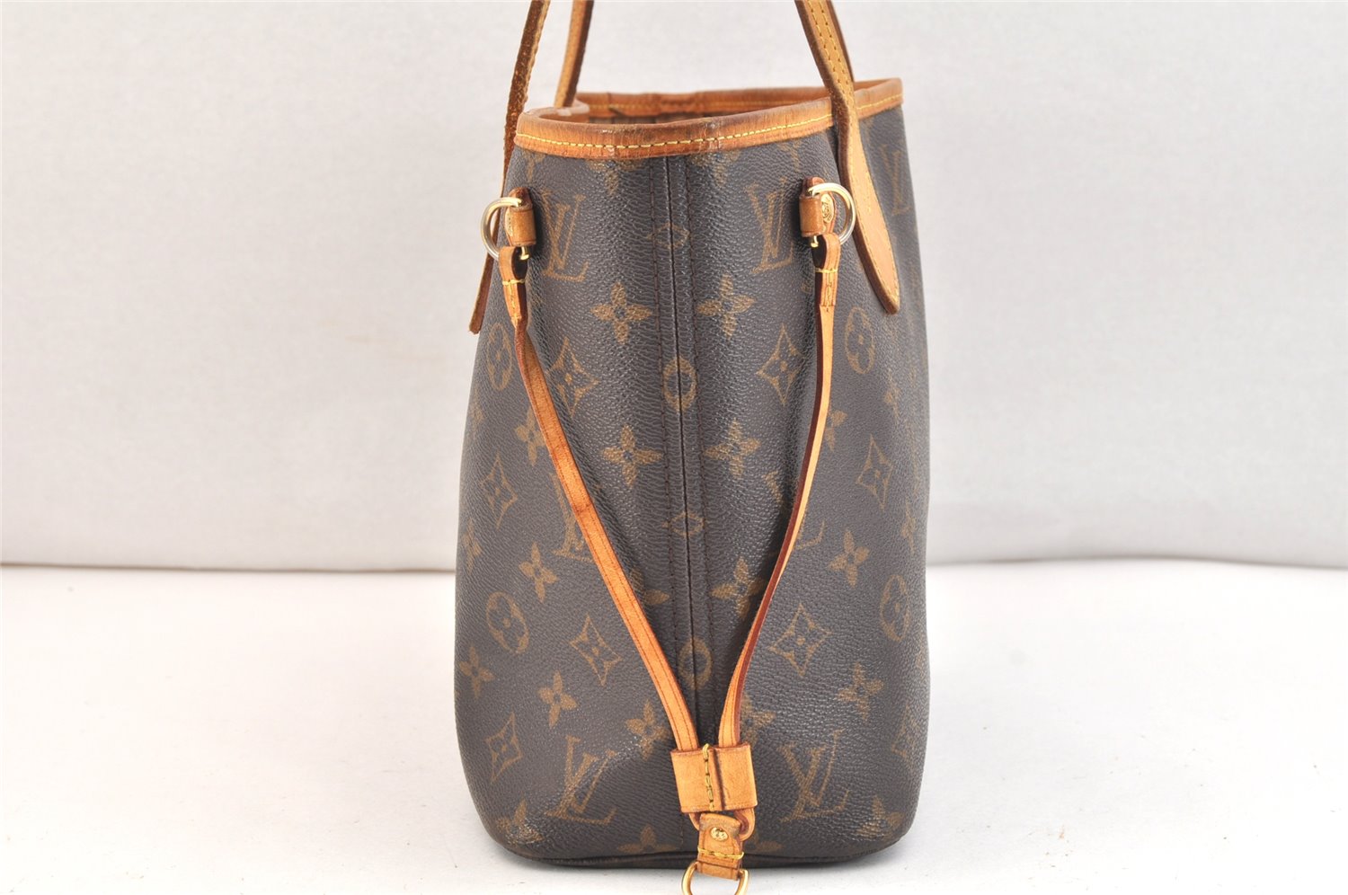 Authentic Louis Vuitton Monogram Neverfull PM Shoulder Tote Bag M40155 LV 7609K