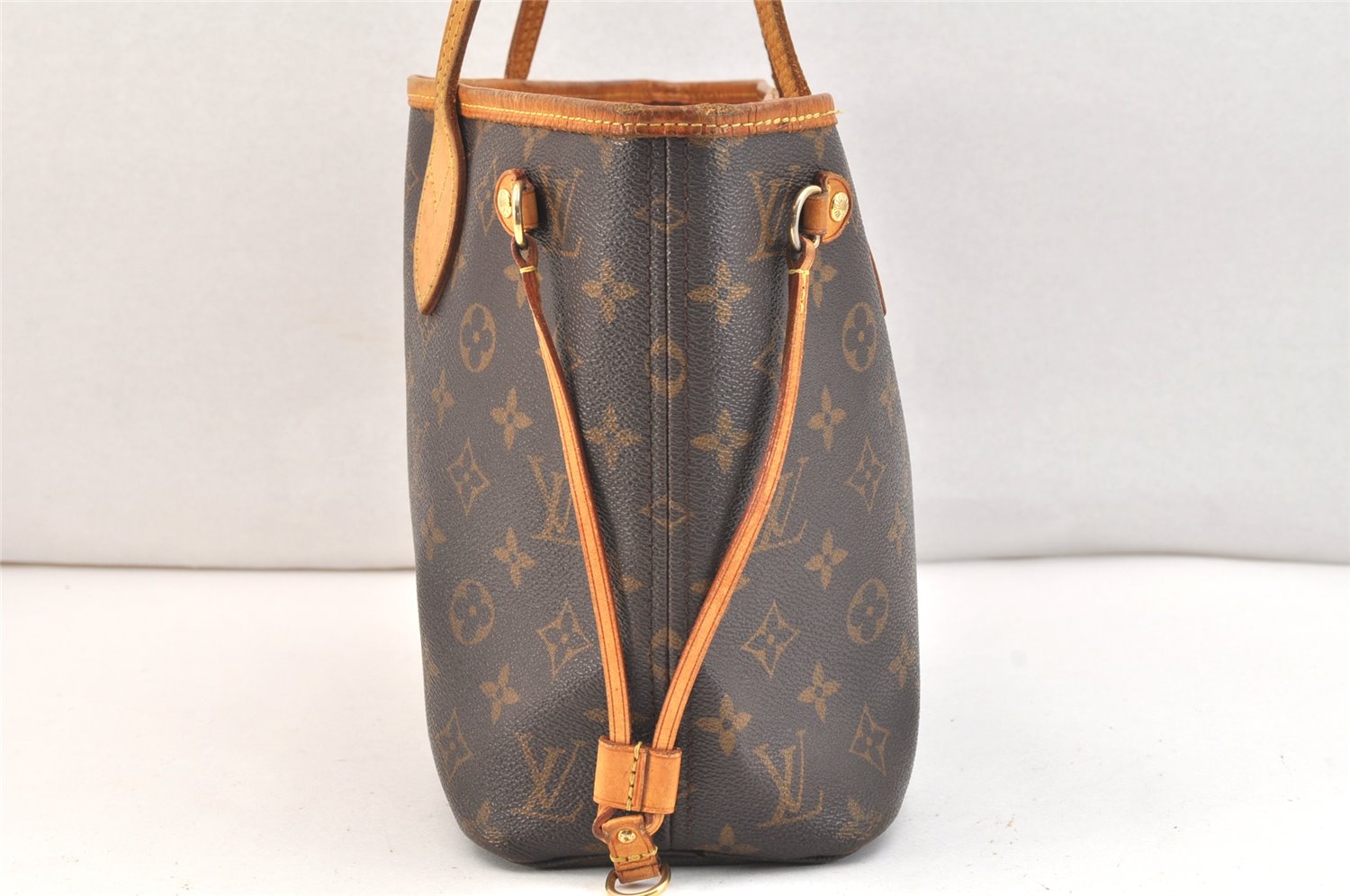 Authentic Louis Vuitton Monogram Neverfull PM Shoulder Tote Bag M40155 LV 7609K