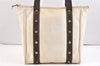 Authentic Louis Vuitton Antigua Cabas MM Tote Bag White Brown M40036 LV 7612K