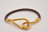 Authentic HERMES Jumbo Bracelet Accessories Leather Brown Gold 7613I