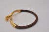 Authentic HERMES Jumbo Bracelet Accessories Leather Brown Gold 7613I