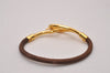 Authentic HERMES Jumbo Bracelet Accessories Leather Brown Gold 7613I